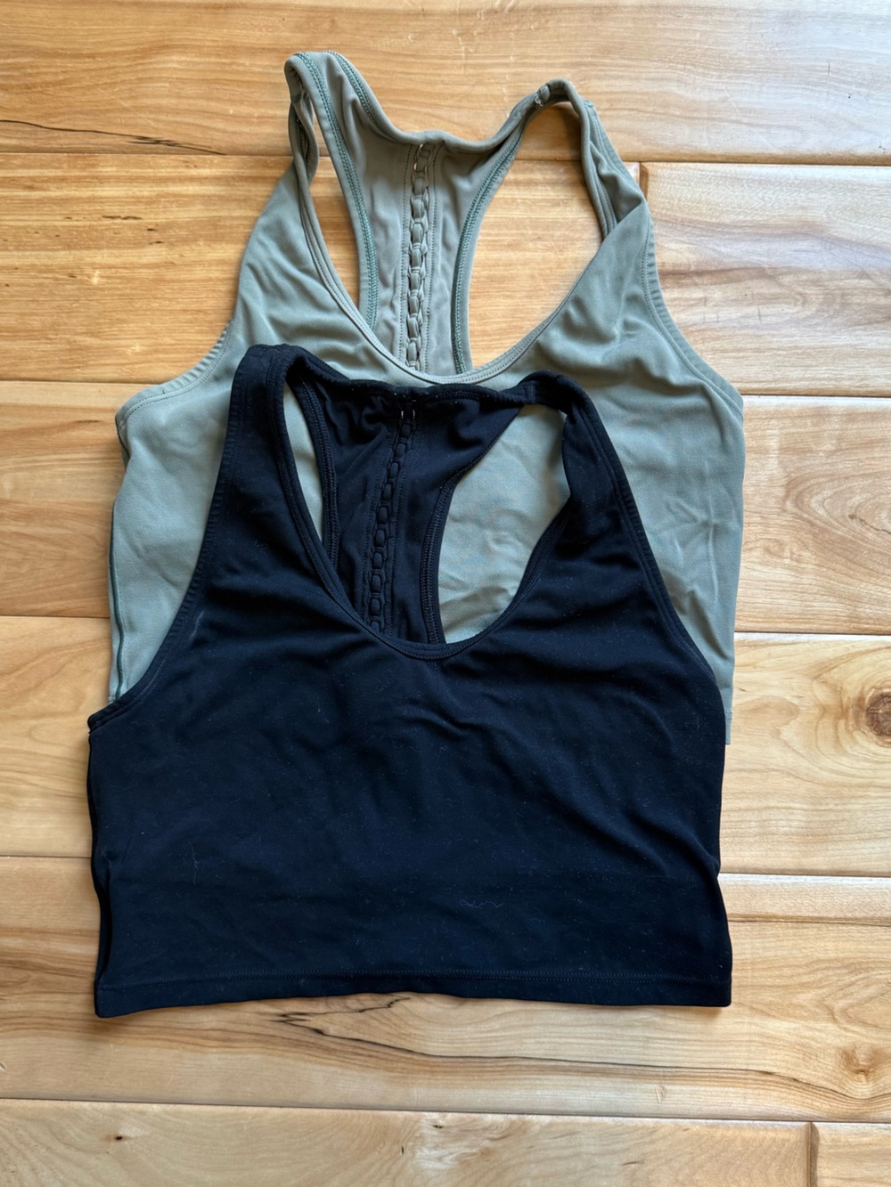 aerie Olive and Black Braided-Back Tank Top